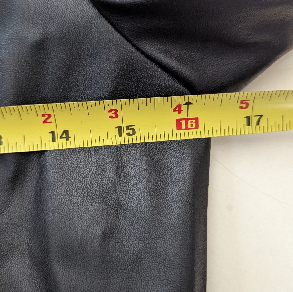 Zara Faux Leather Jacket Ruffle Detail Size Small Cropped Zip Up Grunge Stylish - Picture 8 of 10
